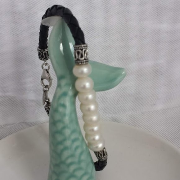 Sterling Silver Necklace Bracelet Set Real Pearls - Picture 9 of 10